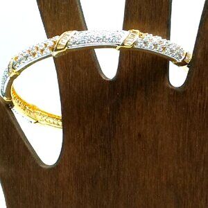 Rhinestone Pave Bangle Bracelet Gold-tone NWOT